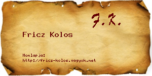 Fricz Kolos névjegykártya